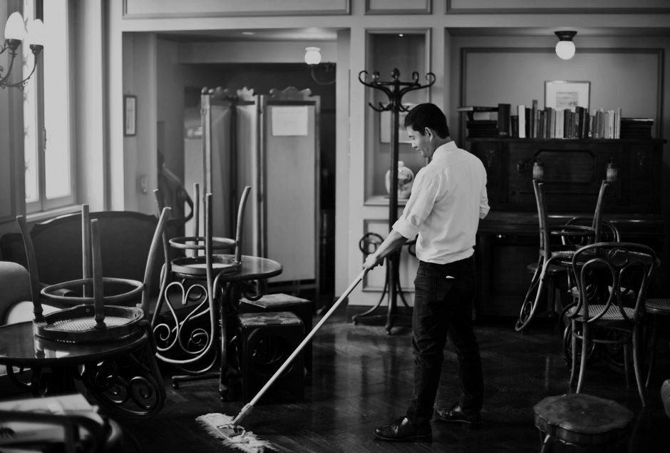 Housekeeping staff maintaining a premises